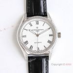 AAA Swiss Copy Vacheron Constantin Fiftysix TW Factory White Dial-Leather Strap Watch